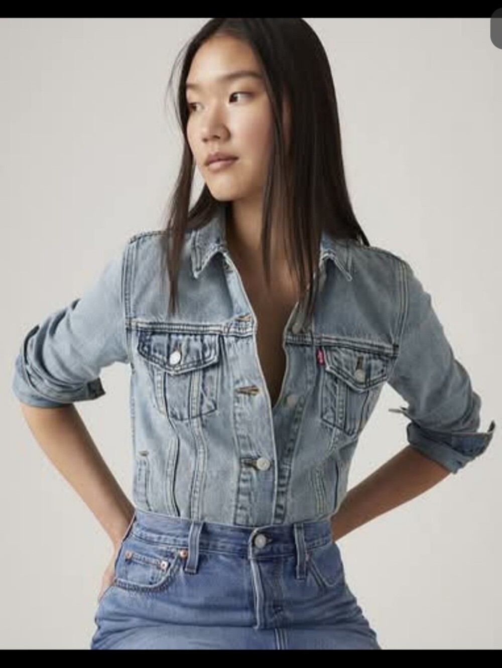 Levi's Original Trucker Jean Jacket Denim Jacket Light Blue Wash Women XS EUC